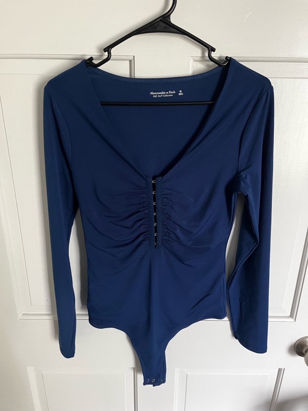 Abercrombie & Fitch Blue Long-Sleeve Hook Front Bodysuit